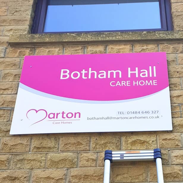 An image of the Botham Hall exterior signage.